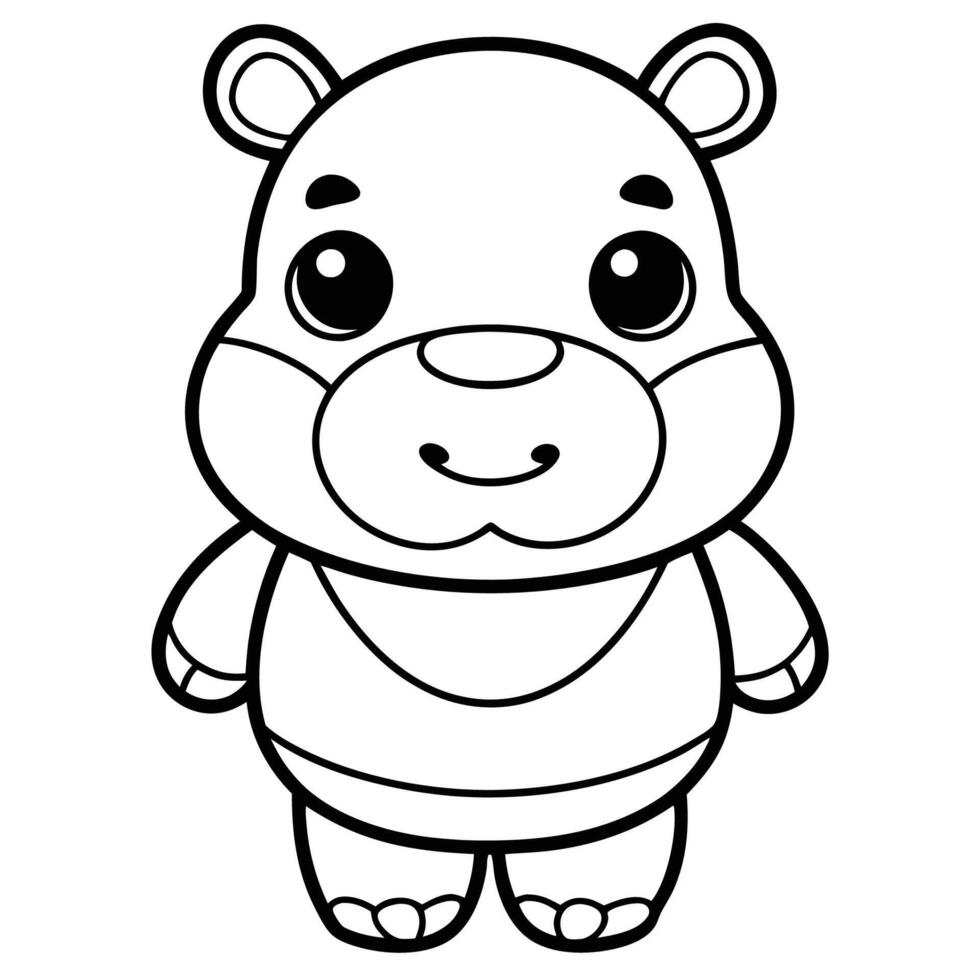 hippo coloring pages for kids vector