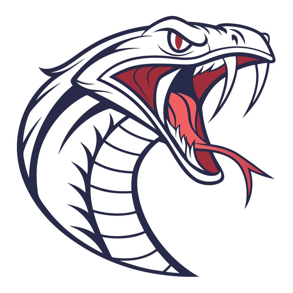 an illustration of a cobra head with its mouth open vector