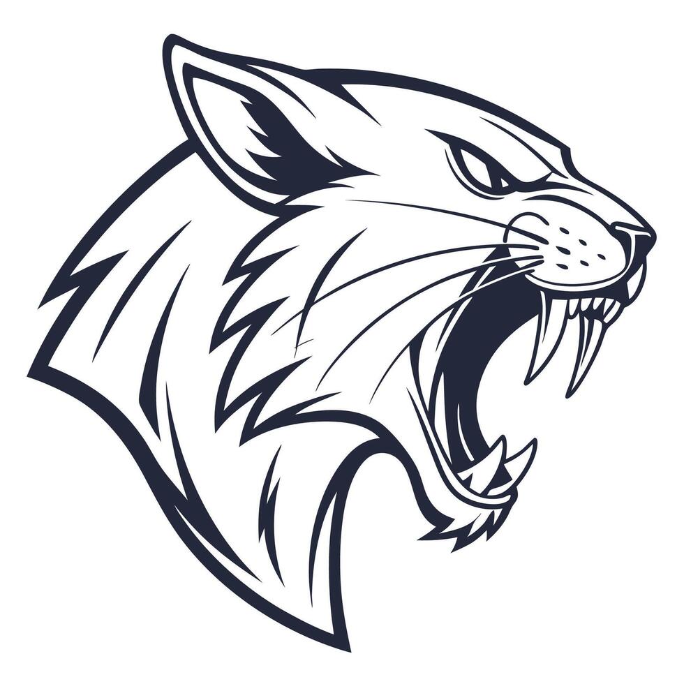 a black and white illustration of a panther head vector