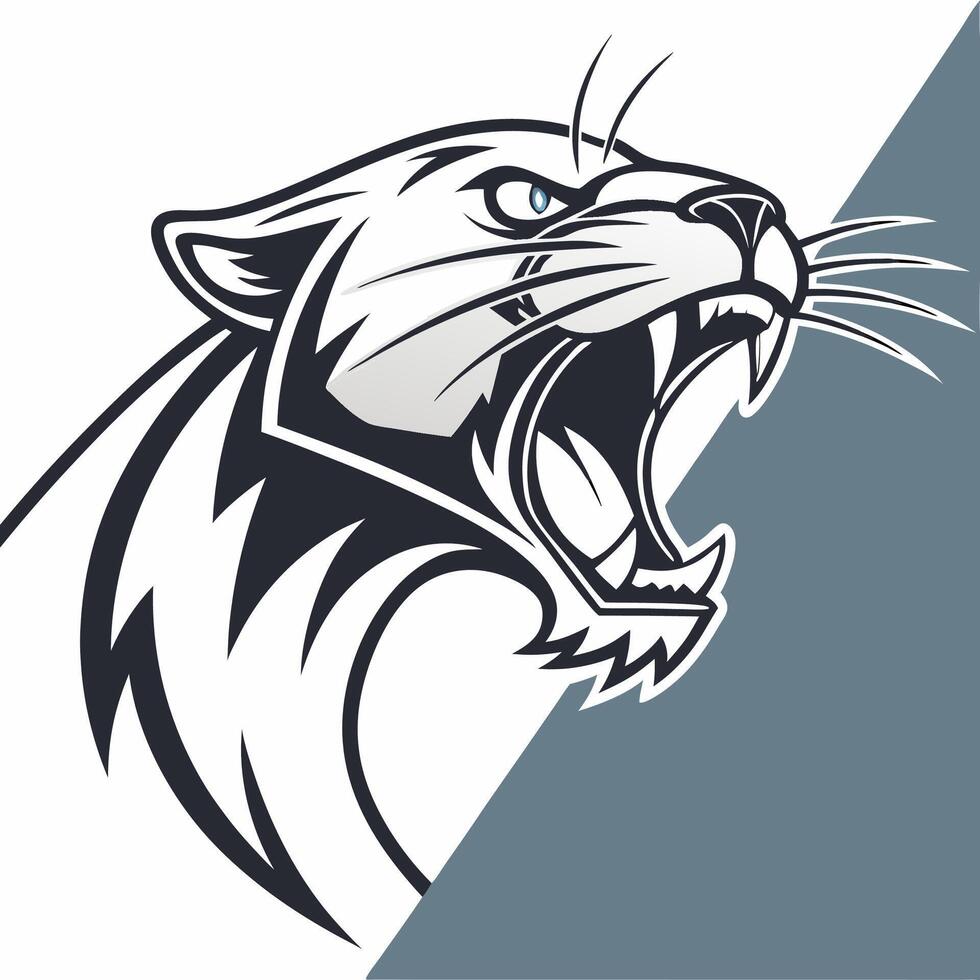 a panther head with its mouth open on a white background vector