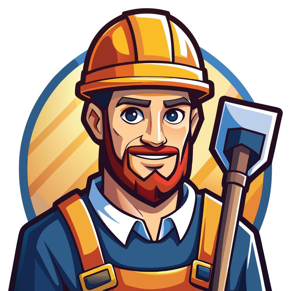 a man with a shovel in his hand vector