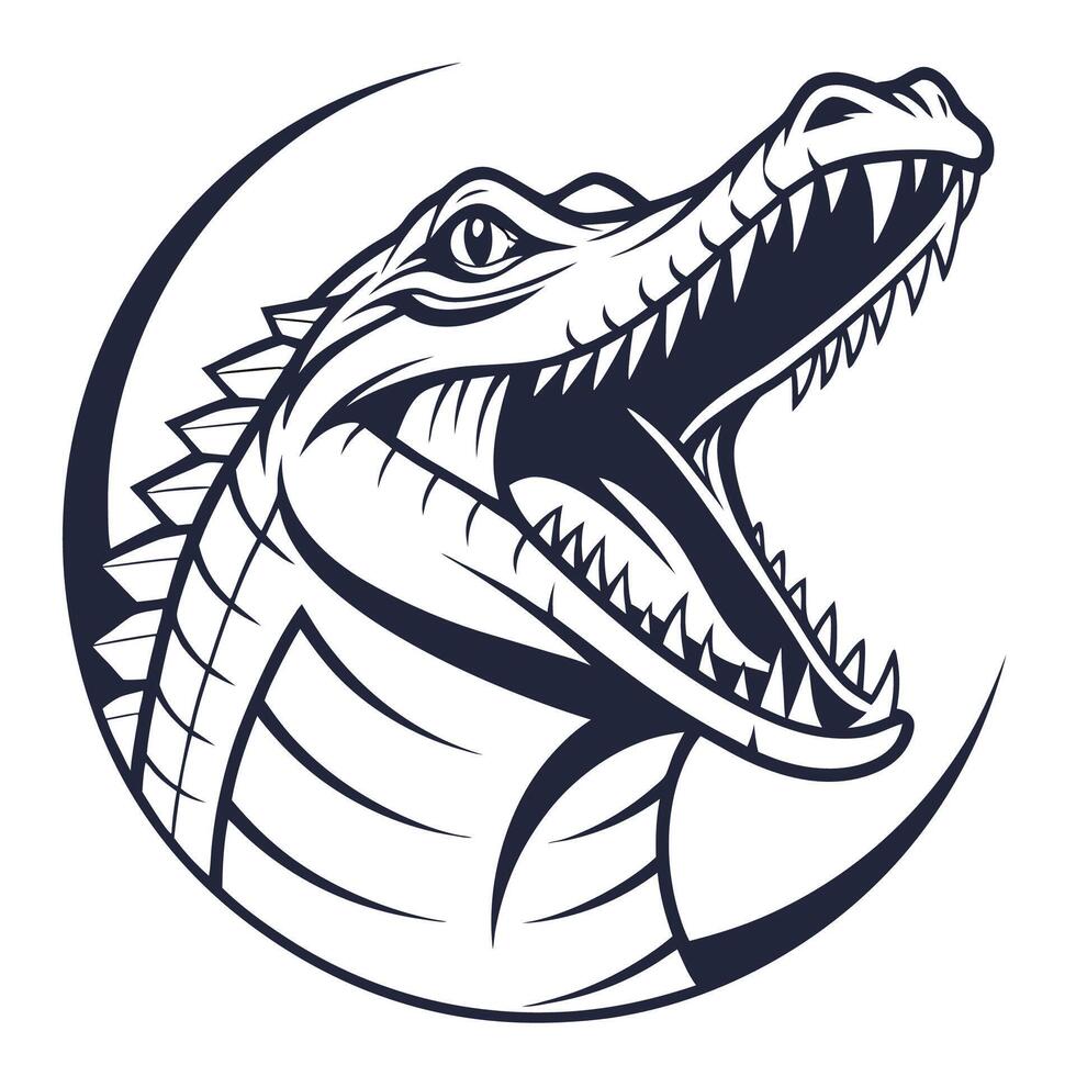 a crocodile head with open mouth and teeth vector
