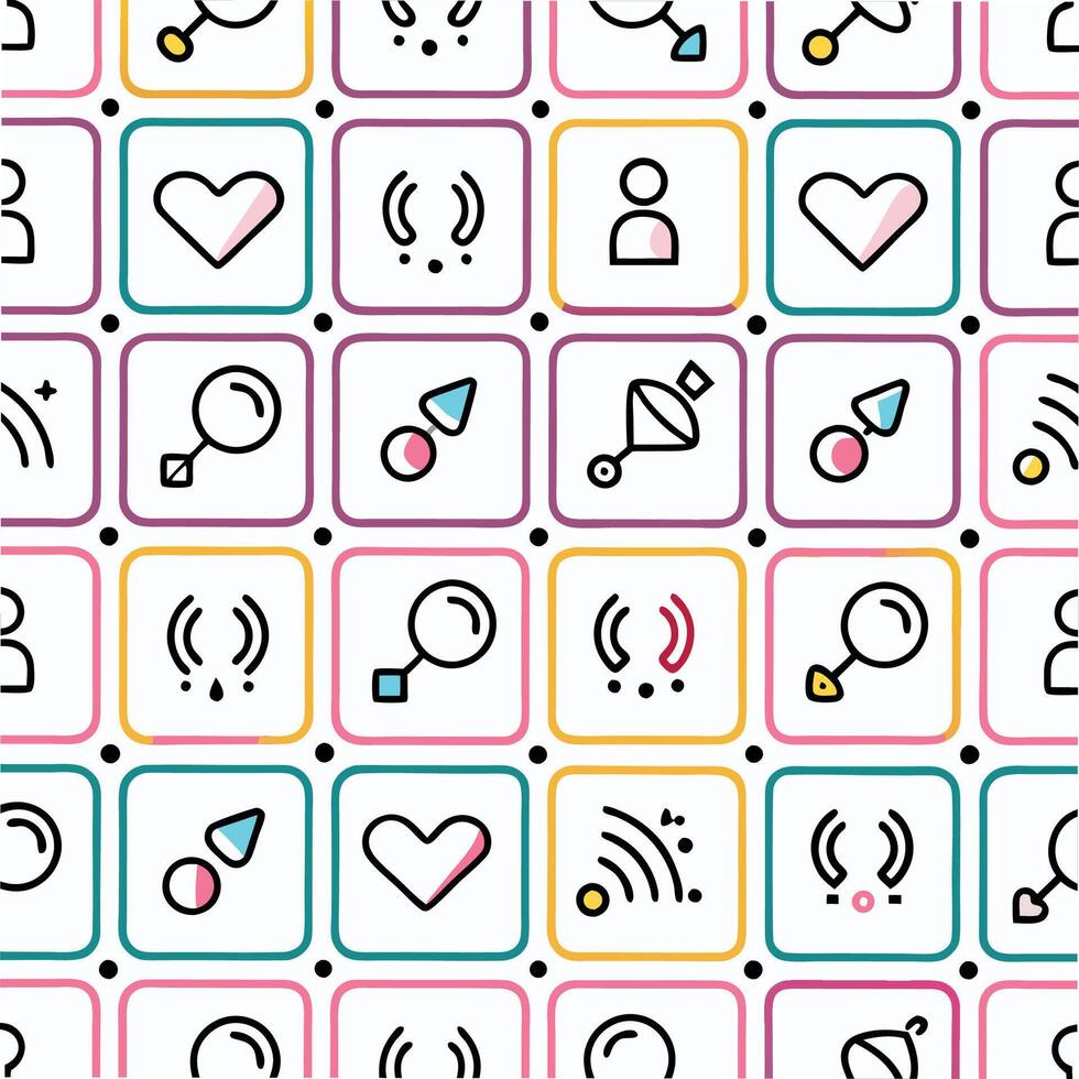 a colorful pattern with icons and icons vector