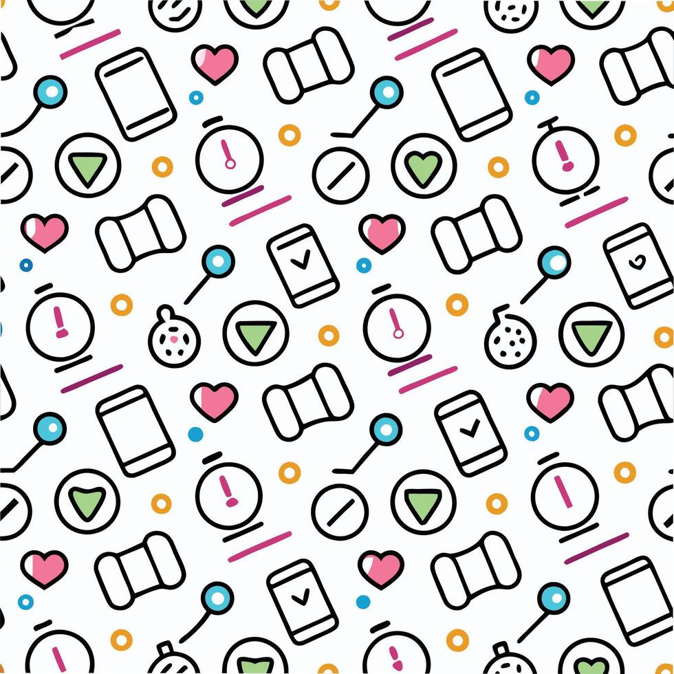 a seamless pattern with various icons and symbols vector