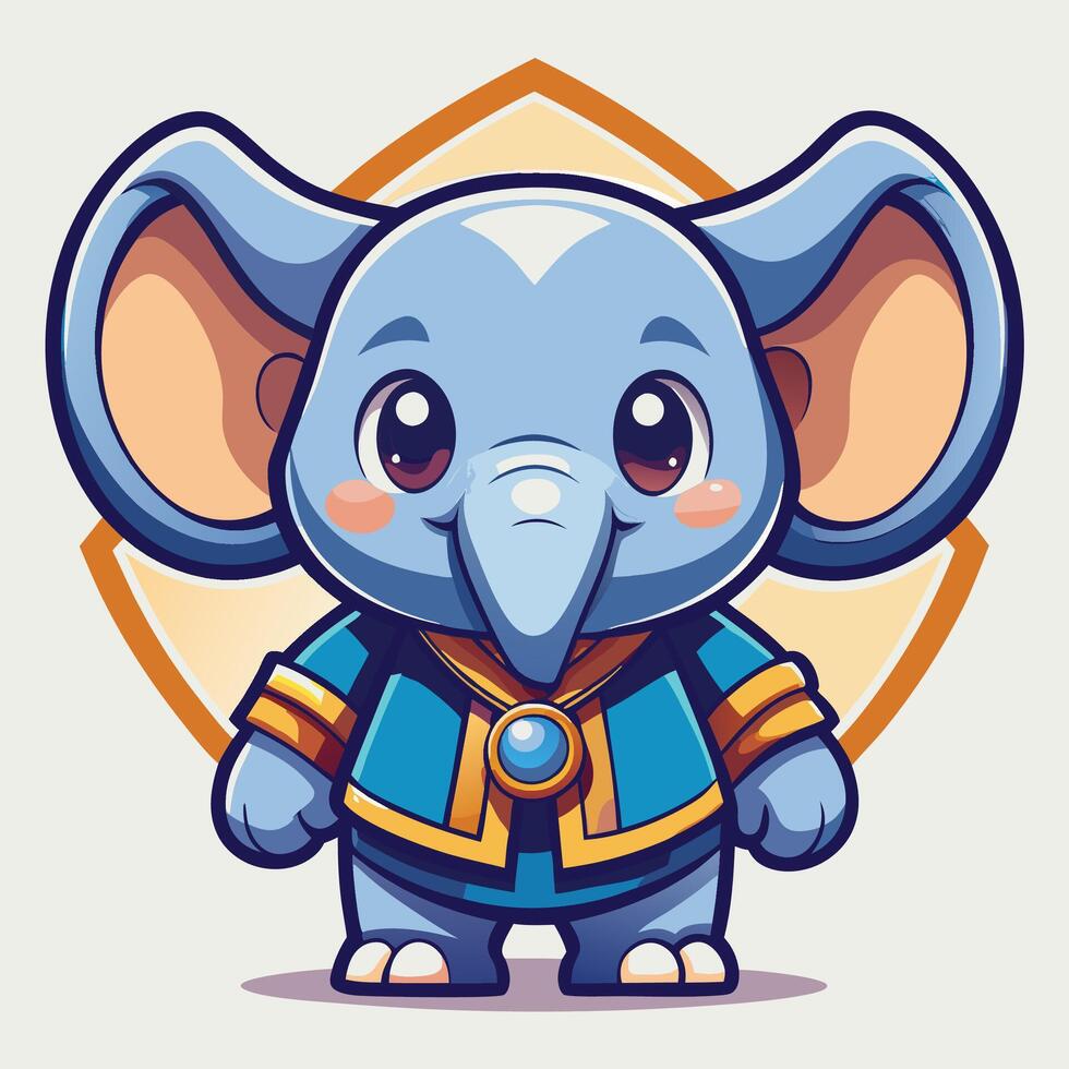 cartoon elephant in blue and yellow outfit vector