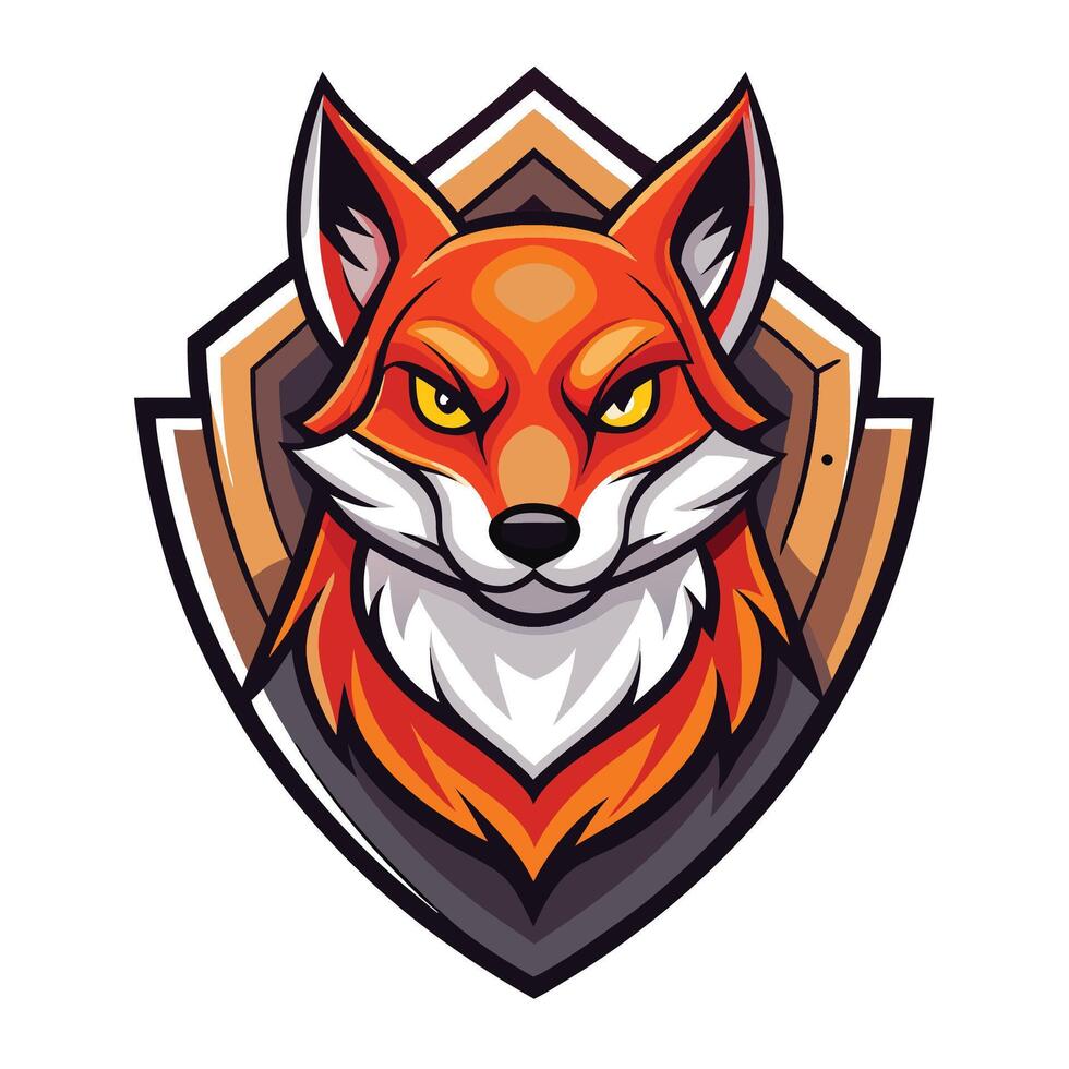 a red fox head on a shield vector