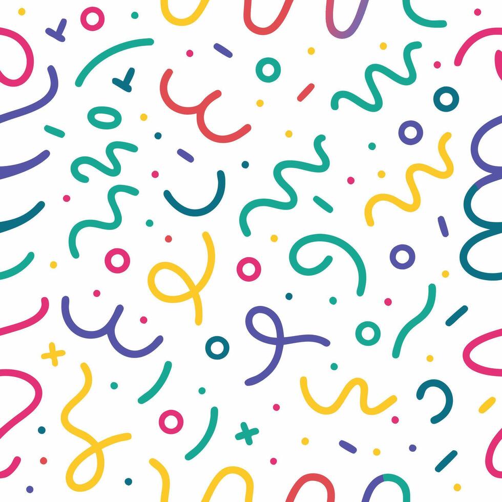 seamless pattern with colorful confetti and shapes vector
