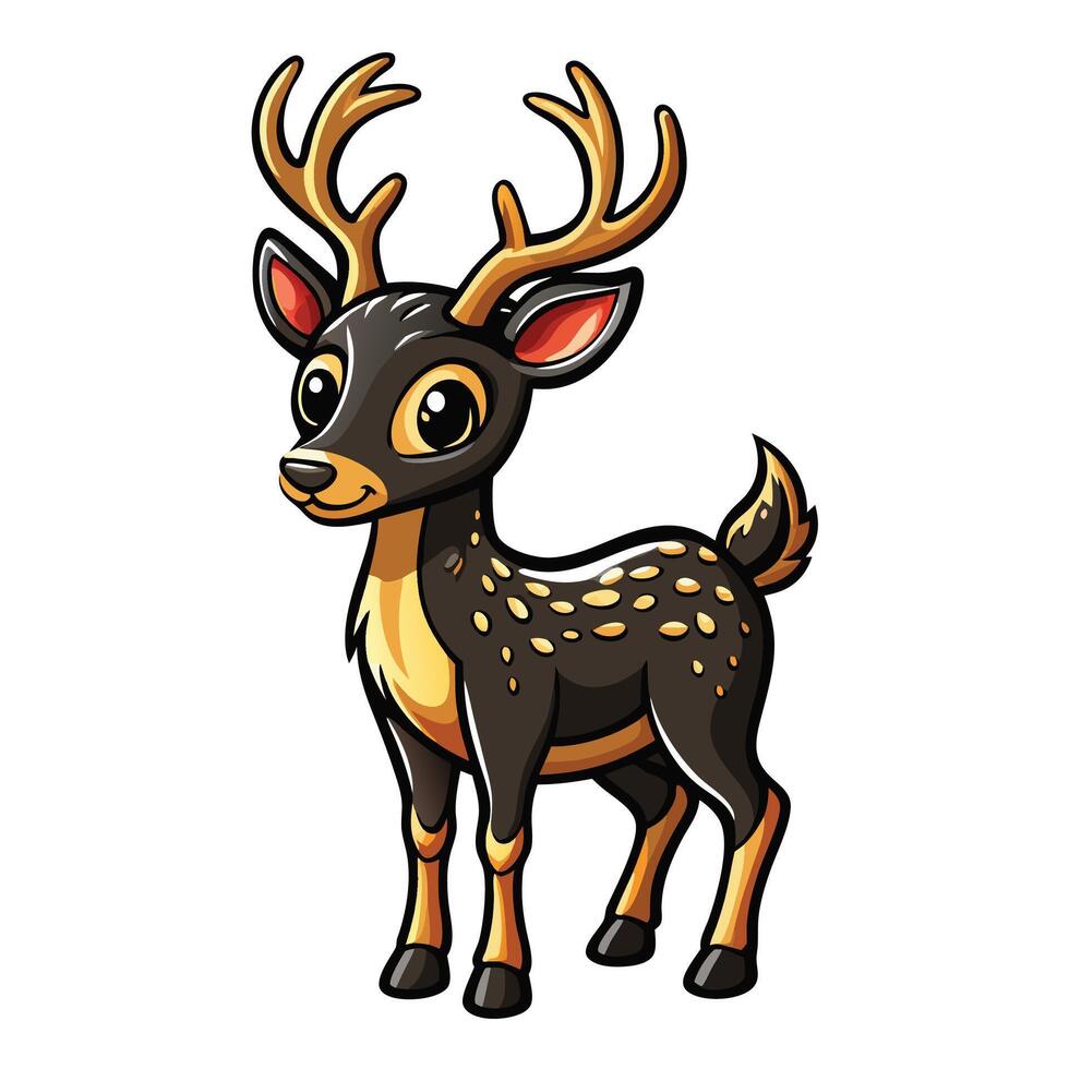 a cartoon deer with big horns vector
