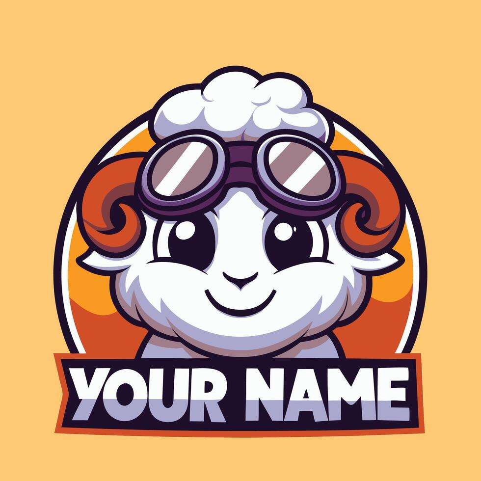 a cartoon sheep wearing goggles and a helmet vector