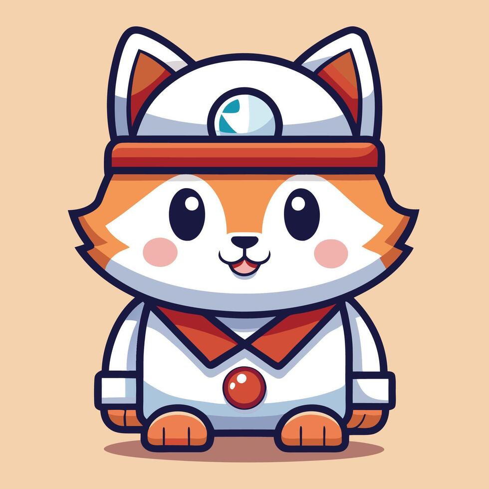 a cartoon cat wearing a doctor's outfit vector
