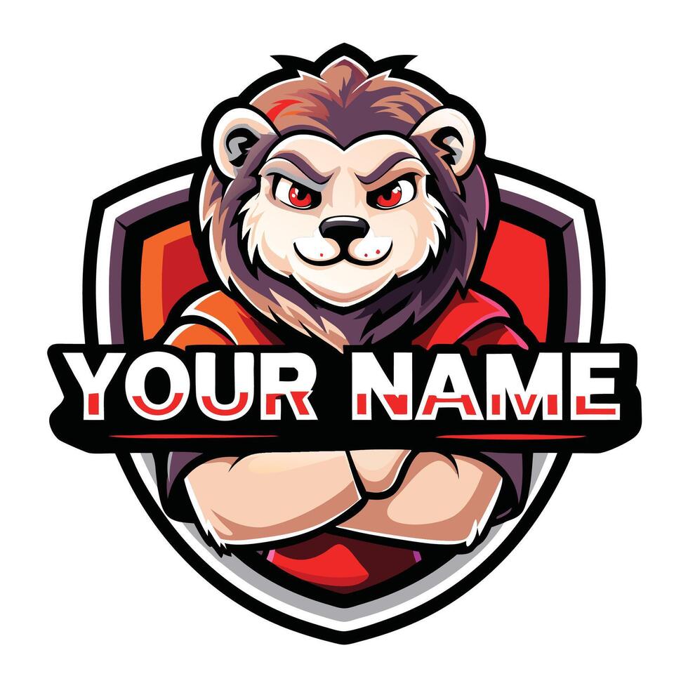 a lion mascot logo with a red background vector