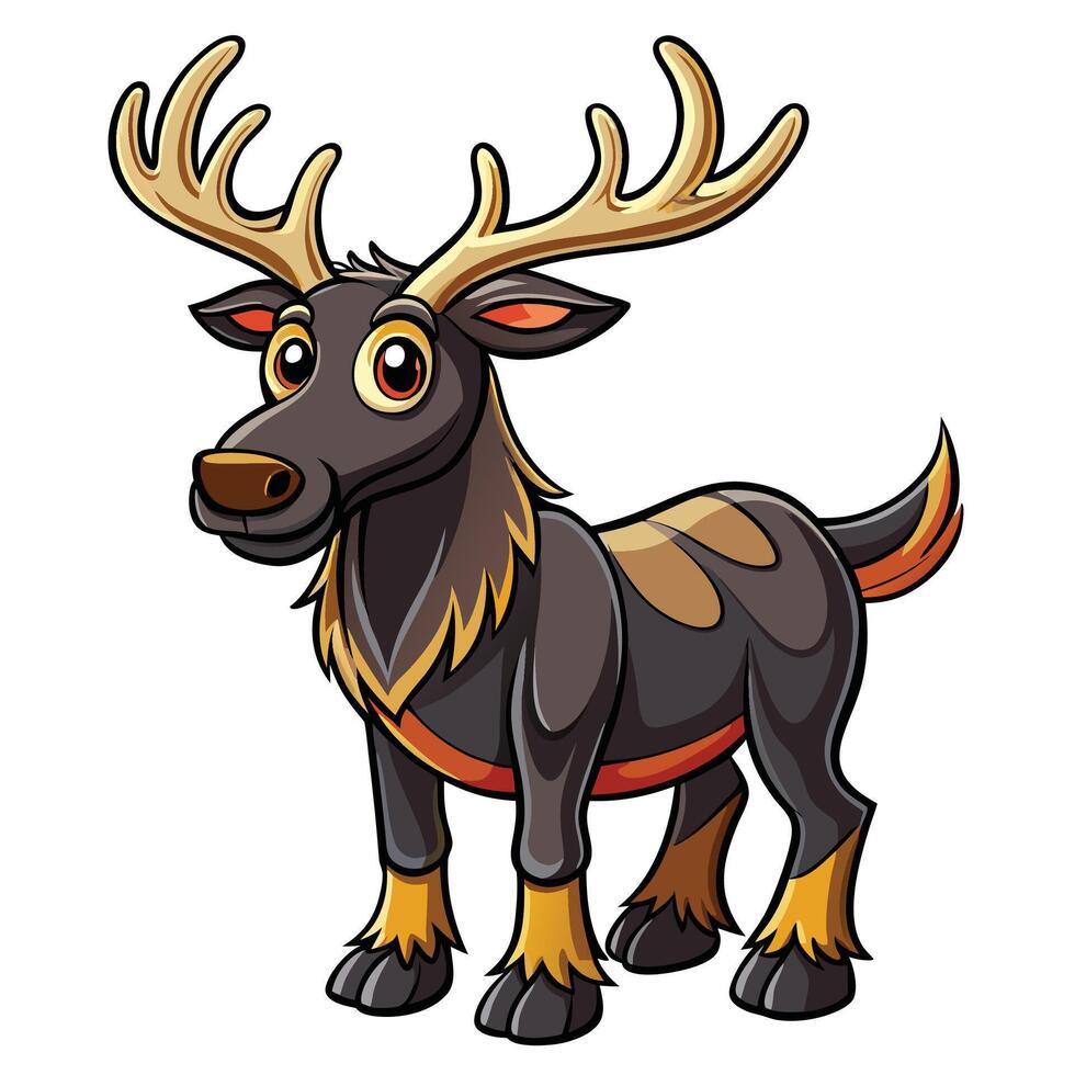 cartoon deer with horns and antlers vector