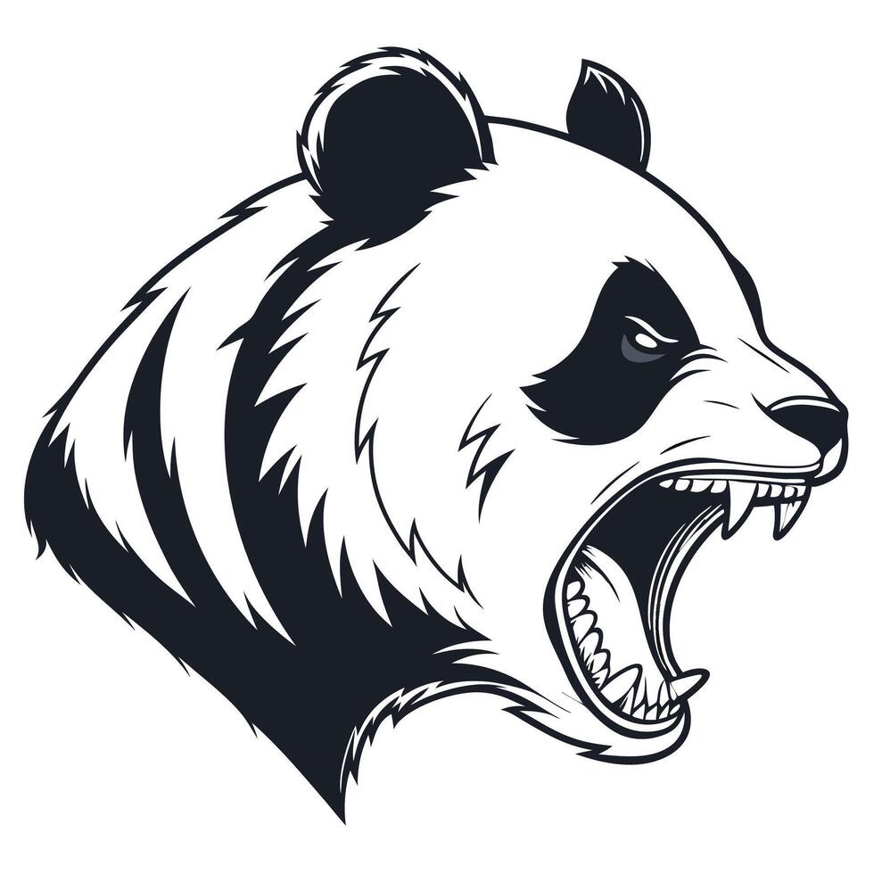 a panda bear head with its mouth open vector