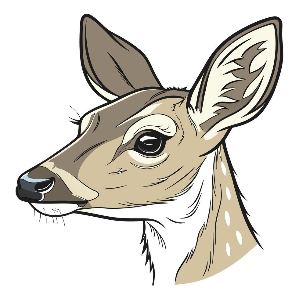 a deer head with large ears and a long nose vector