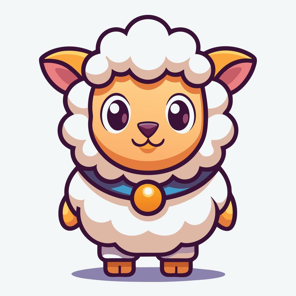 cartoon sheep character with a blue collar and a yellow belt vector