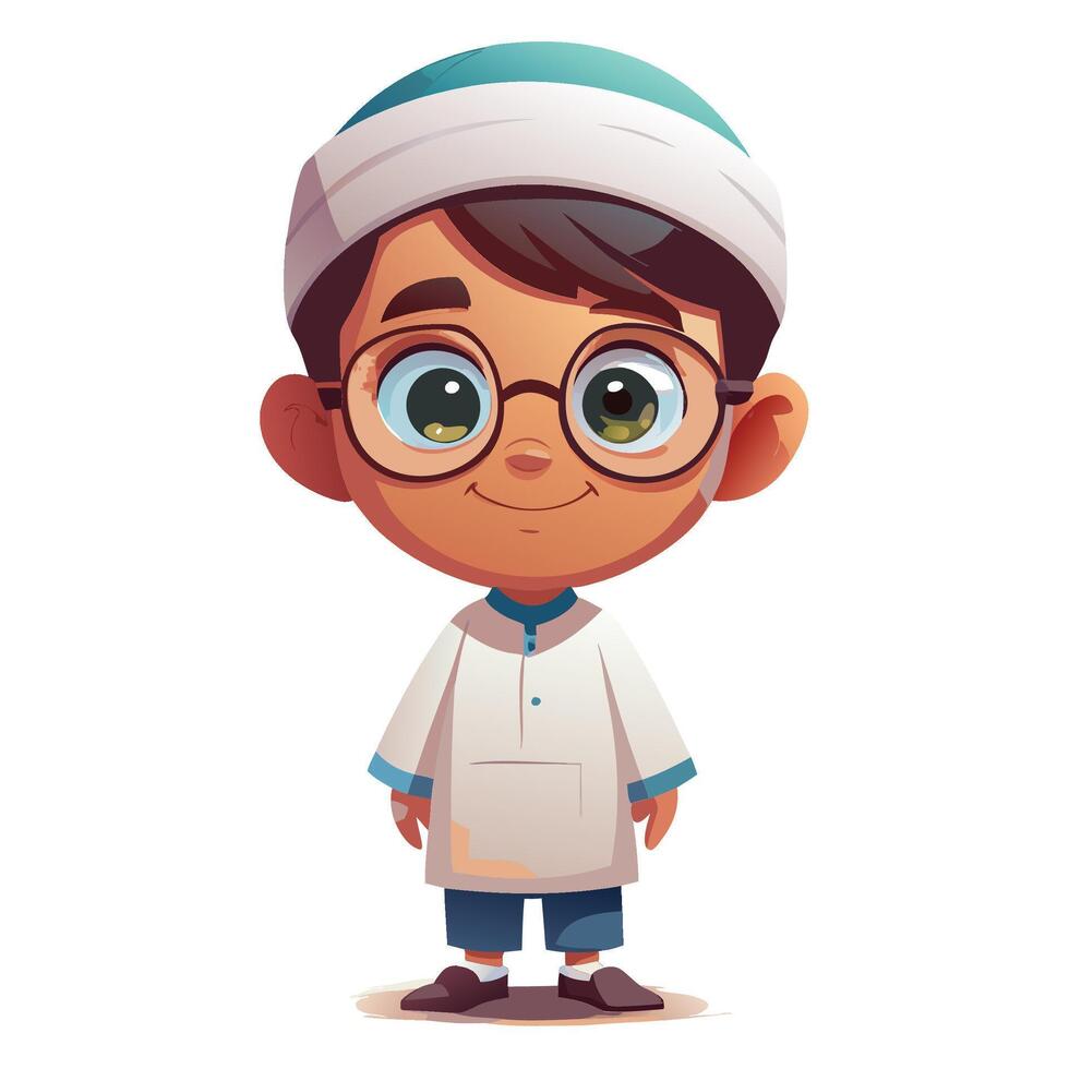 cartoon boy in a white coat and glasses vector