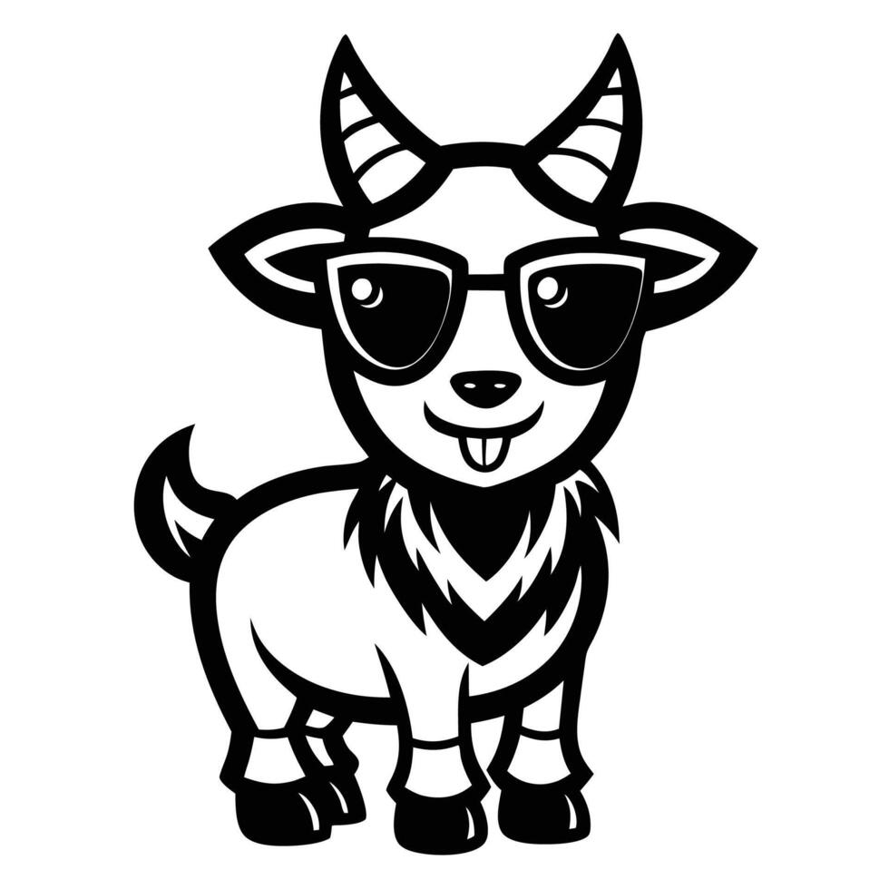 a cartoon goat wearing sunglasses and a hat vector