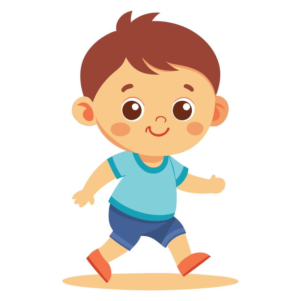 cute little boy running illustration vector