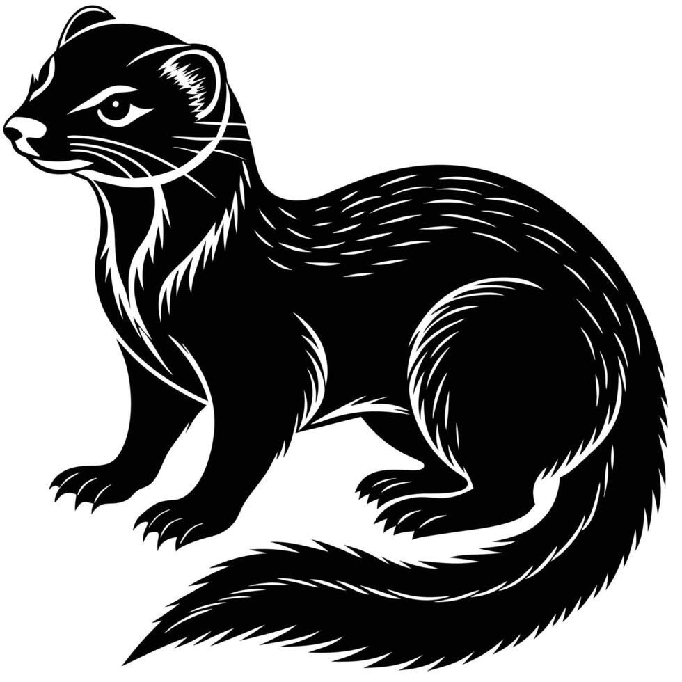 a black and white illustration of a weasel vector