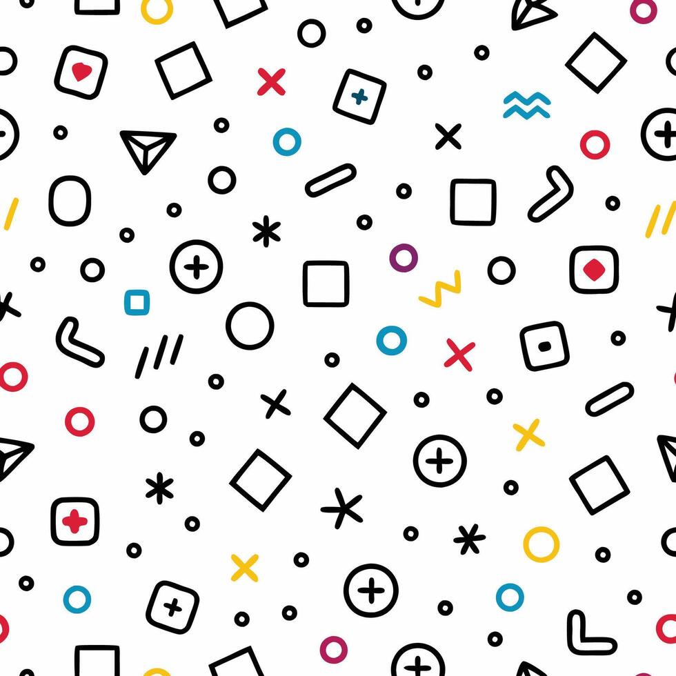 a colorful pattern with geometric shapes and arrows vector