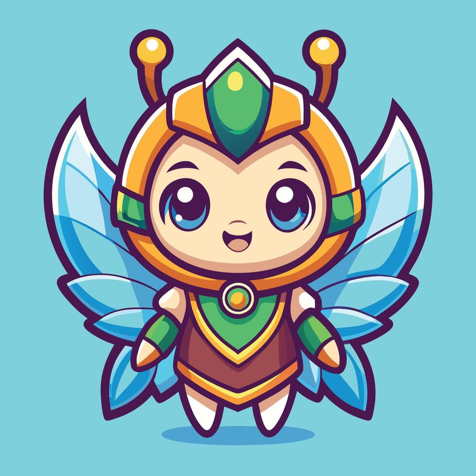 a cartoon character with wings and a green helmet vector