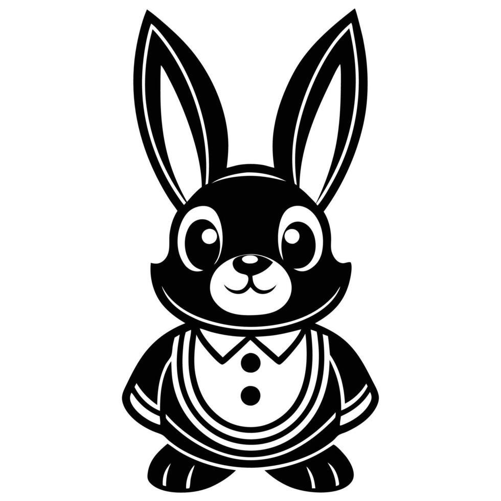a black and white illustration of a rabbit wearing a suit vector