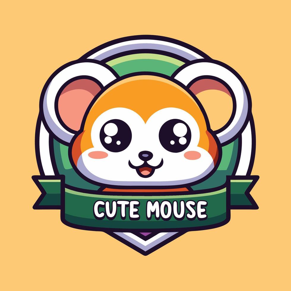 cute mouse logo design vector