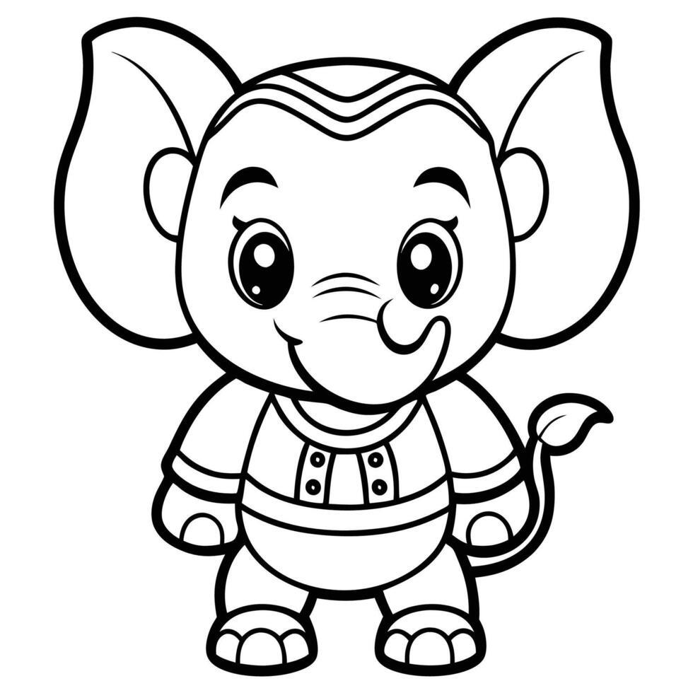 a cartoon elephant with a hat and a bowtie vector