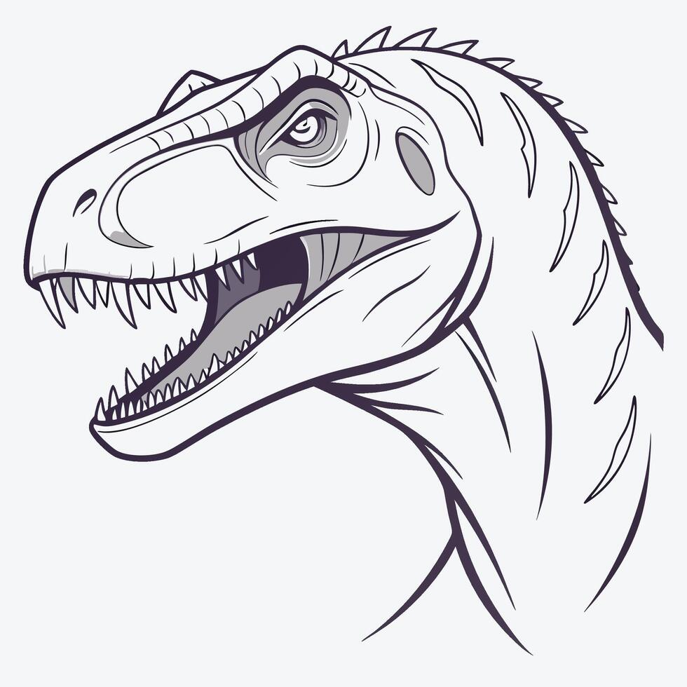 a drawing of a t - rex head vector