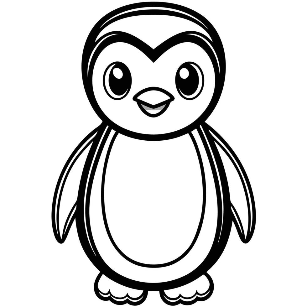 penguin coloring pages for kids vector