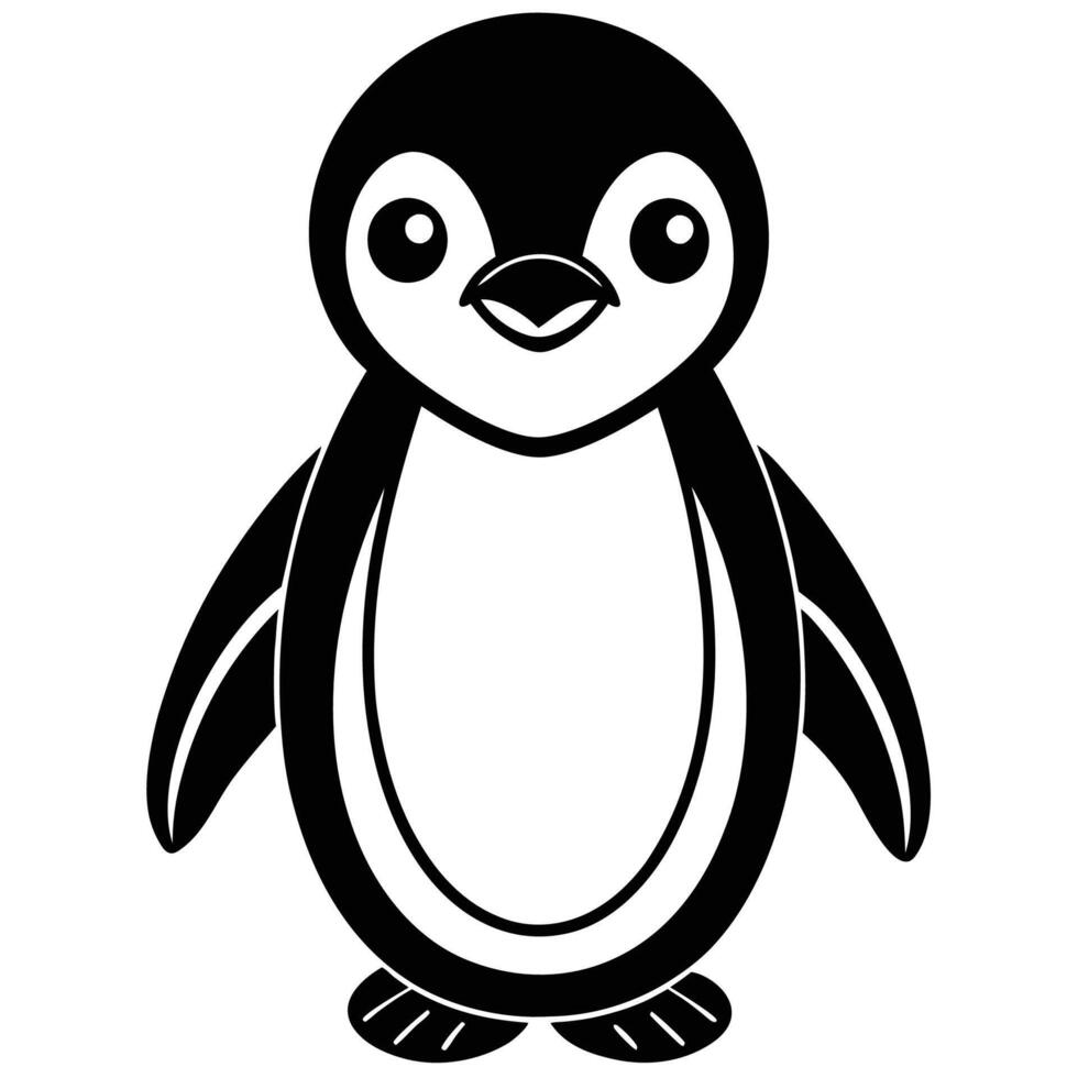 a penguin is shown in a black and white drawing vector