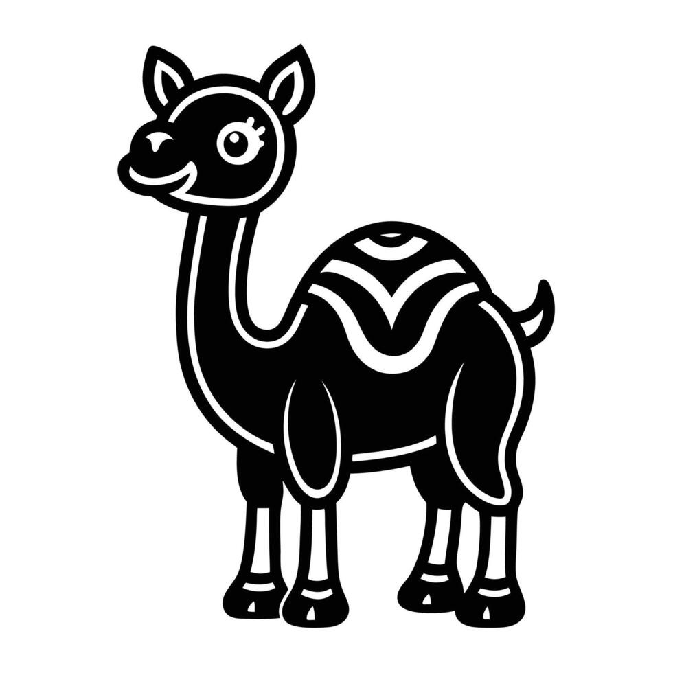 a black and white camel with a white background vector