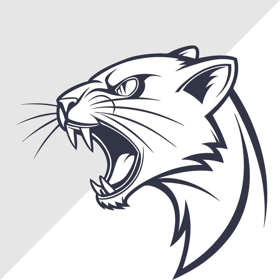 a black and white logo of a panther head vector