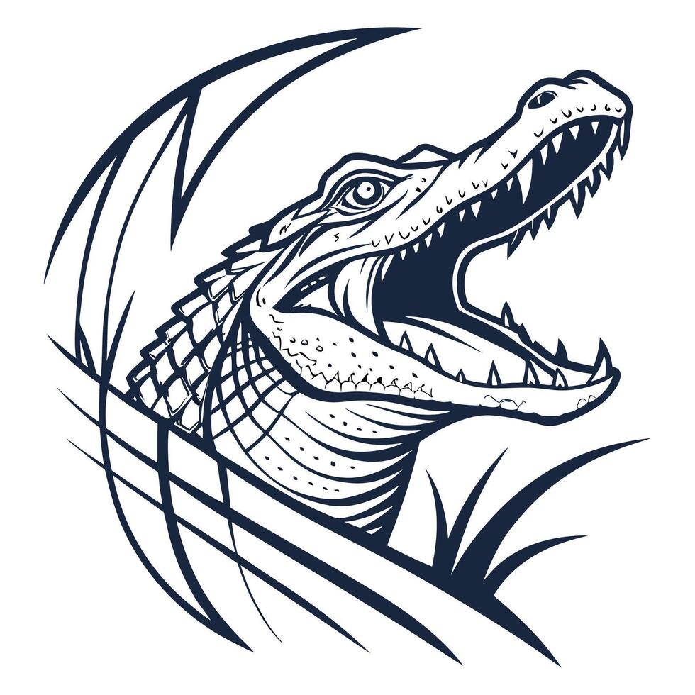 an alligator head with its mouth open vector