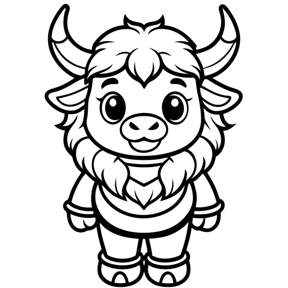a cartoon cow with horns and a hat vector