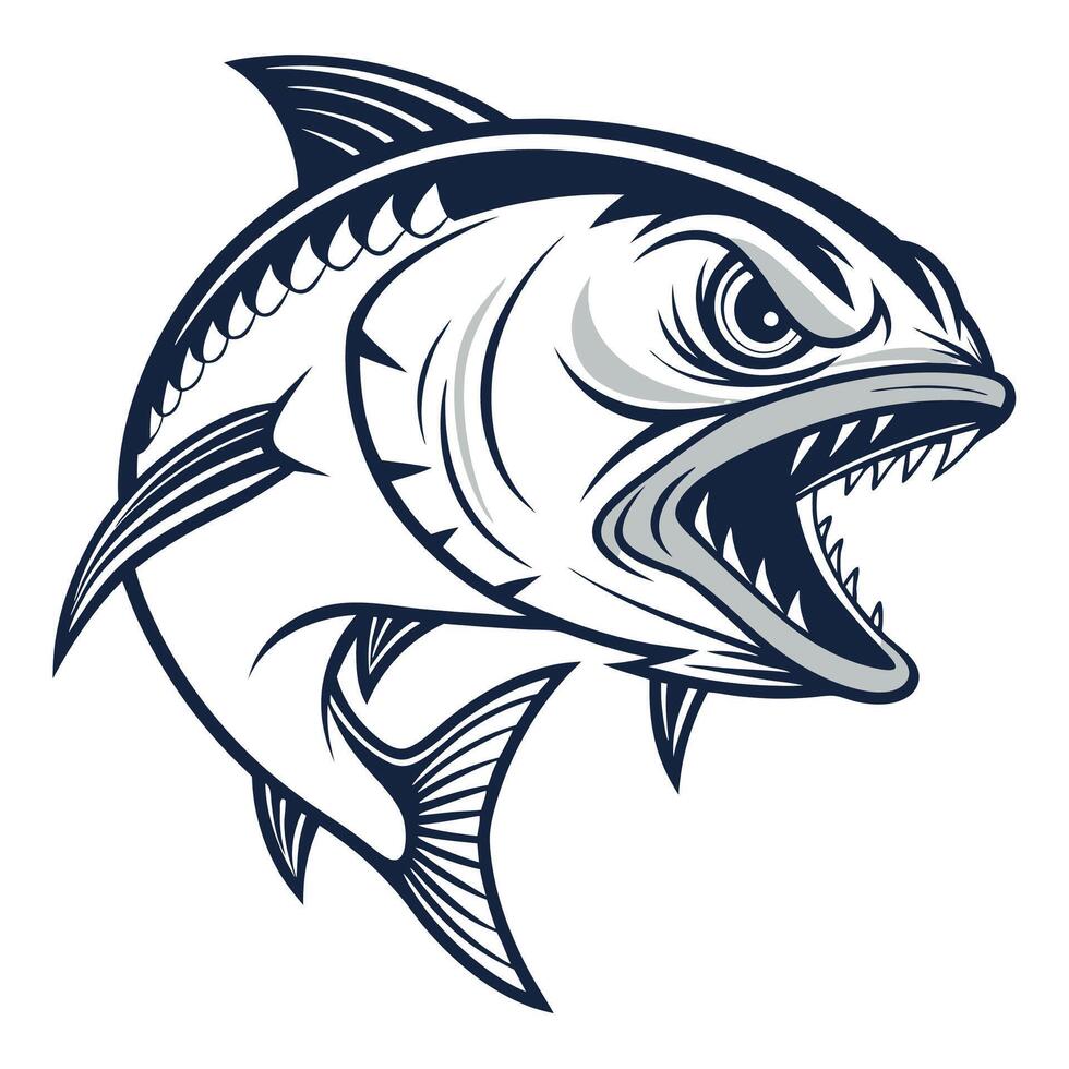a fish with open mouth and teeth vector
