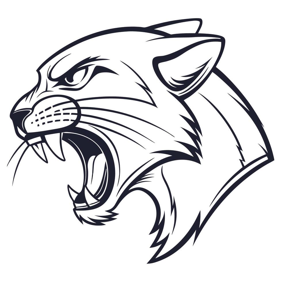 a black and white illustration of a panther head vector