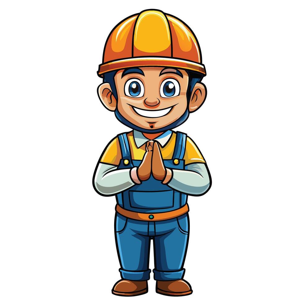 cartoon construction worker with a bow and arrow vector