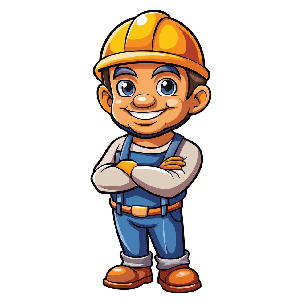 cartoon construction worker with a smile vector