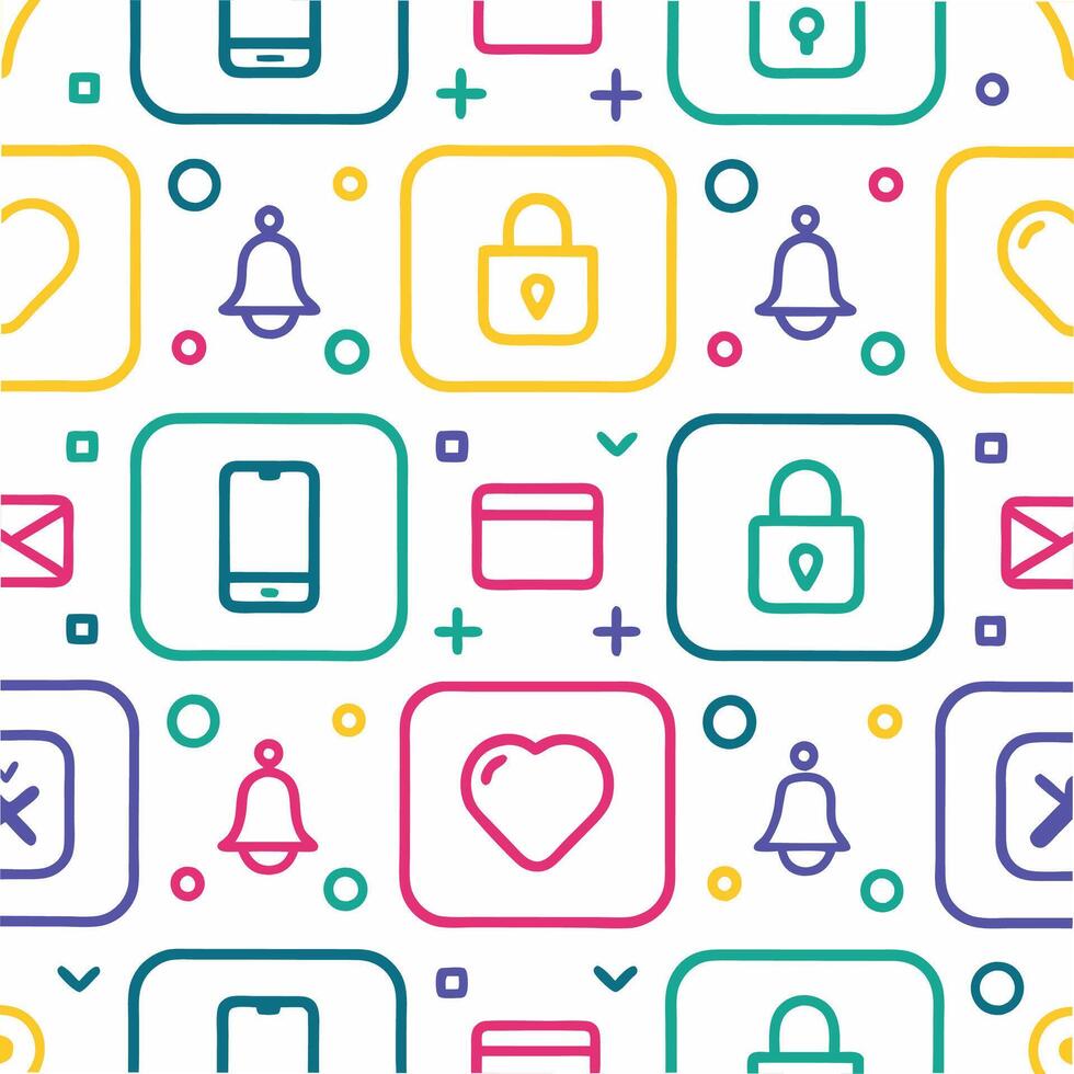 a colorful pattern with icons and symbols vector