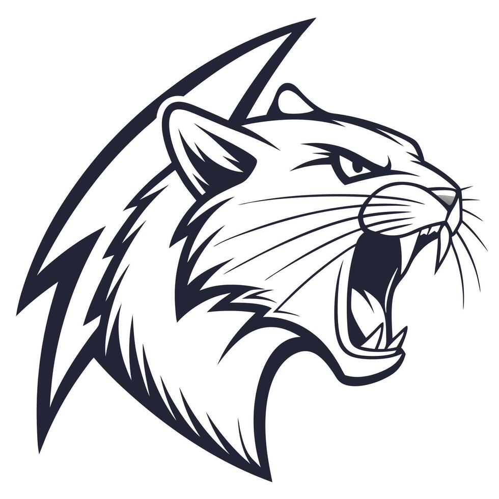 a black and white image of a panther head vector