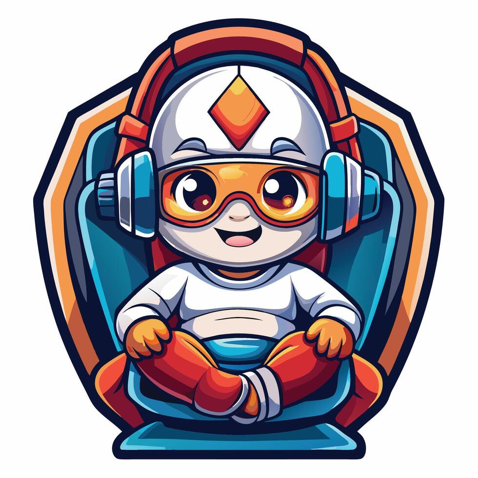 a cartoon character sitting in a chair with headphones vector