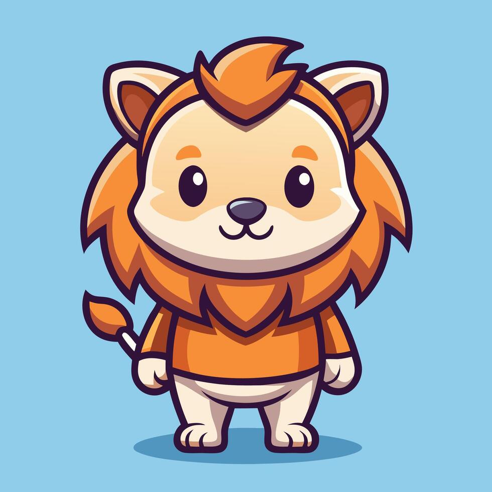 a cartoon lion in an orange shirt vector