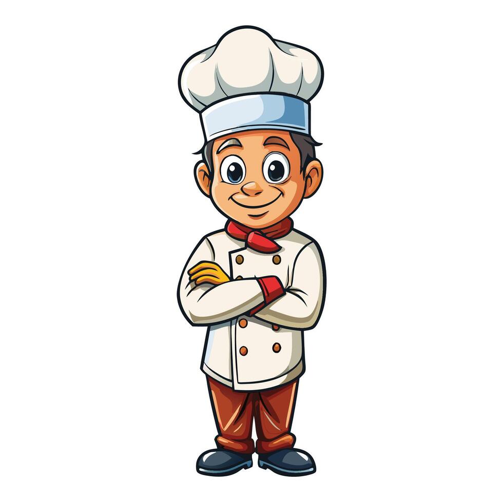 cartoon chef with arms crossed and smiling vector