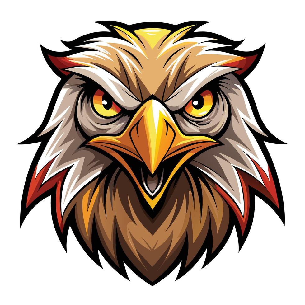 an eagle head with a red beak and yellow eyes vector