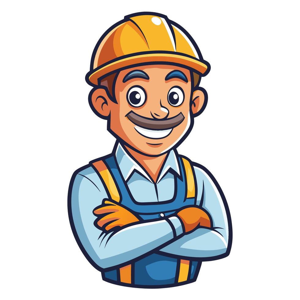 a cartoon construction worker with a smile on his face vector