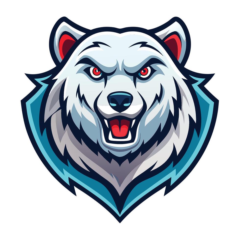 the head of a polar bear with red eyes vector
