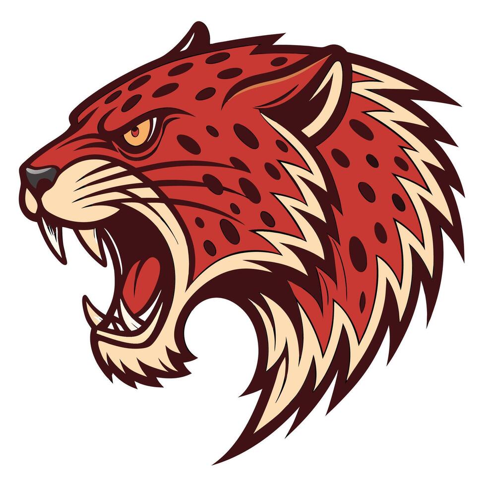 the head of a jaguar is shown with its mouth open vector