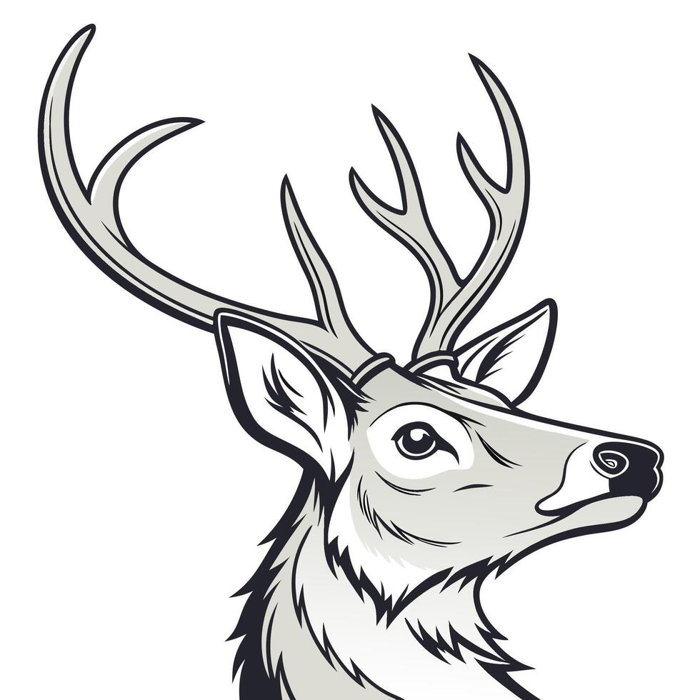a deer head with horns on it vector