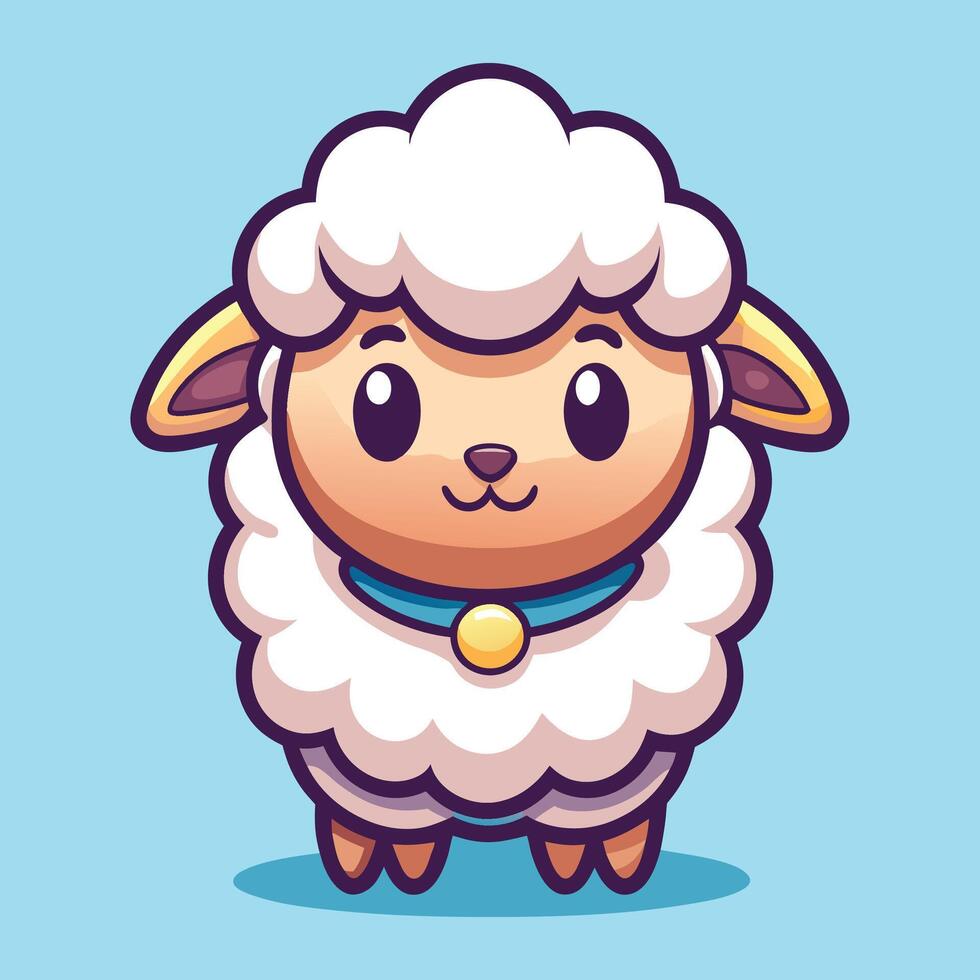 a cartoon sheep with a blue collar and a blue collar vector